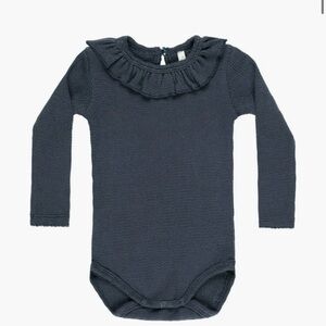 Rylee + Cru Indigo Ruffle Long Sleeve Bodysuit